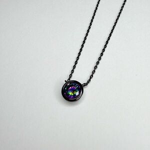 Alexandrite Stone Necklace With Black Chain